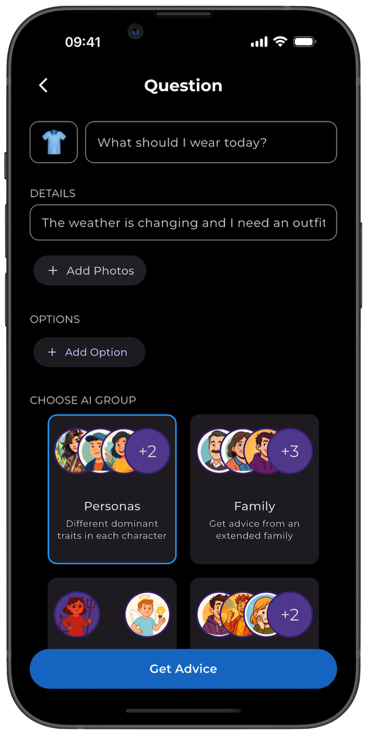 Decision input screen