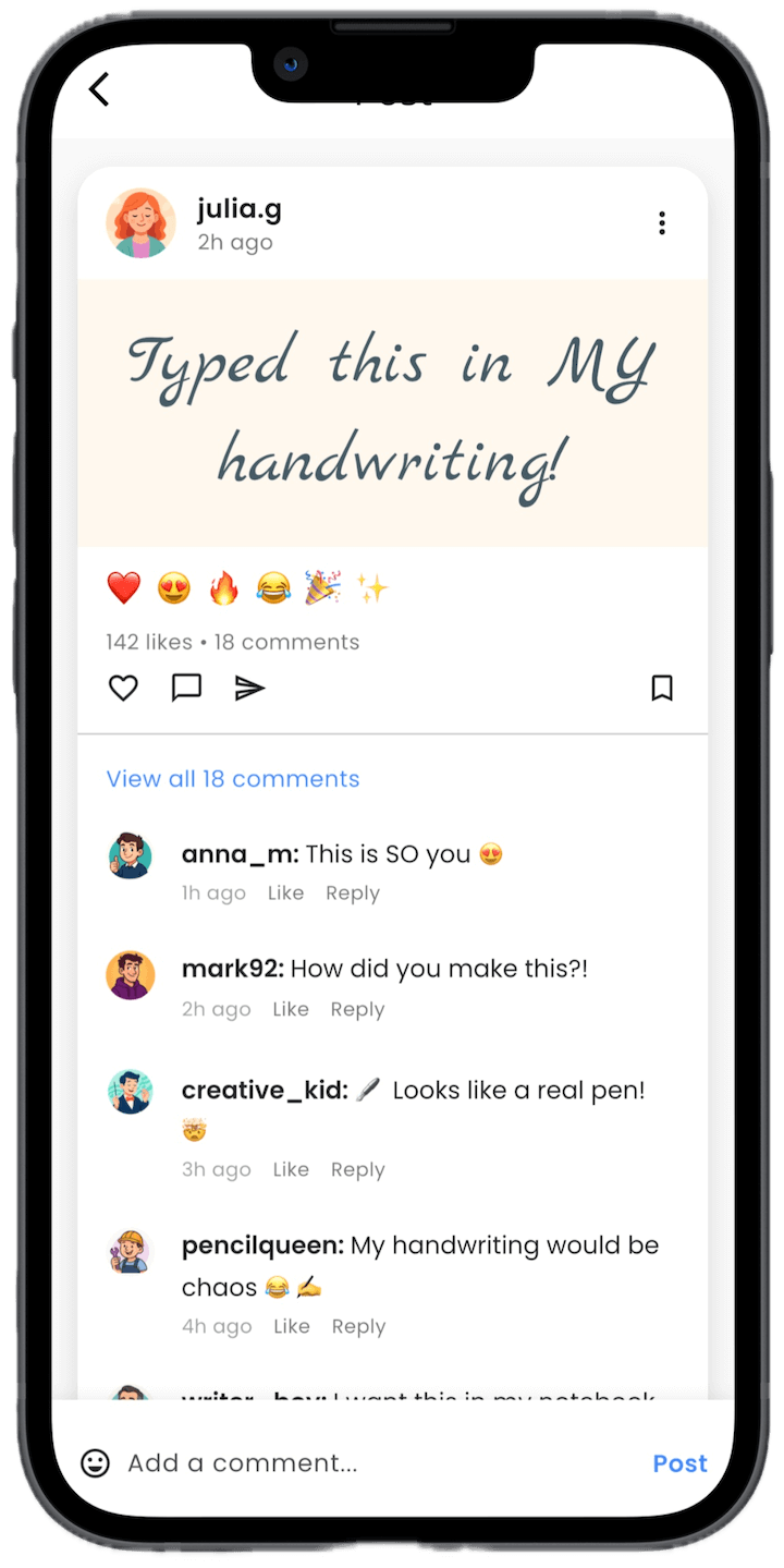 Calligrapher app handwriting preview
