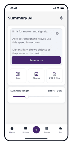 Summary AI app preview on a phone